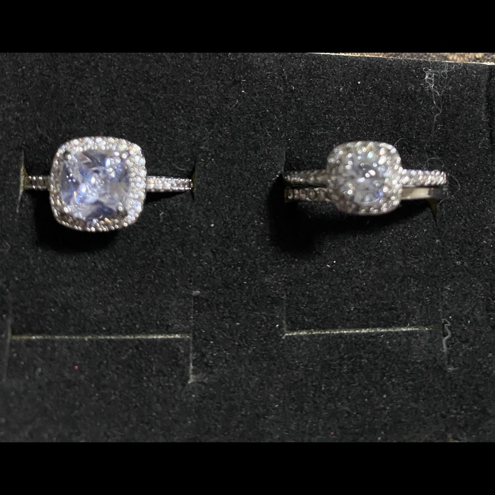 4X HP 🎉💍 Halo Set CZ Solitaire Ring Set - Picture 5 of 6
